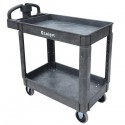Commercial Products 2-Shelf Utility / Service Cart, Small, Lipped Shelves, Ergonomic Handle, 500 lbs. Capacity, for Warehouse / Garage / Cleaning/Manufacturing