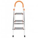 Non-slip 3-Step Aluminum Ladder Folding Platform Stool 330 lbs Load Capacity Orange