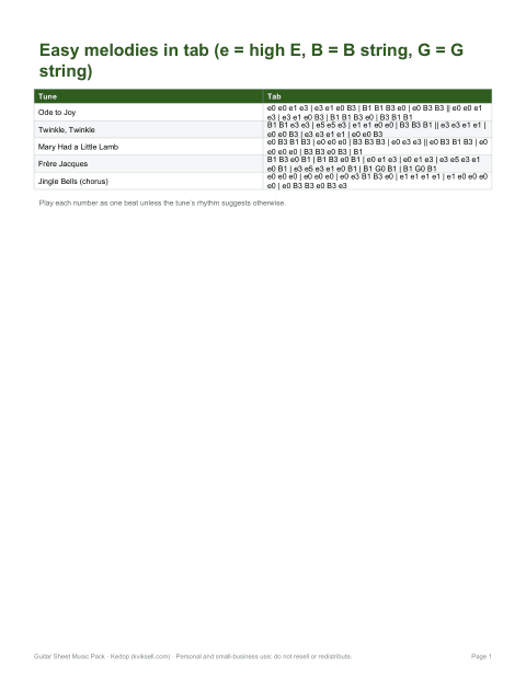 Preview of the first page of Easy melodies (PDF)